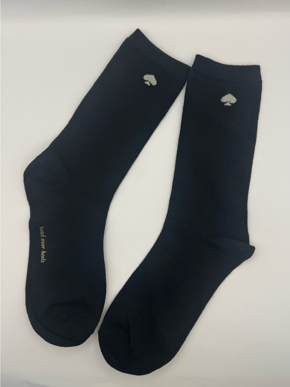 Kate Spade Crew Socks Black With White Spade Logo